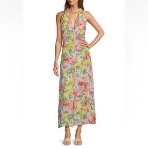 Lucy Paris Floral Halter Maxi Dress NWT XL Multicolor Resort Wedding Guest $106